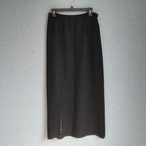 Vtg 90s Womens 8 Maxi Pencil‎ Skirt Black Slit Goth Vamp Minimalist Rachel Green